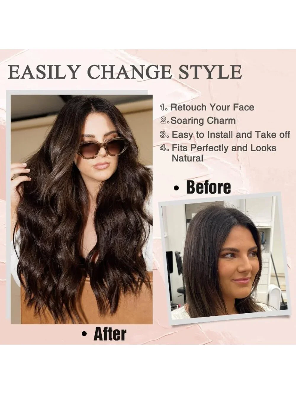 Women's Chocolate Brown 26 Inch Natural Looking Heat Resistant Long Wavy Wigs
